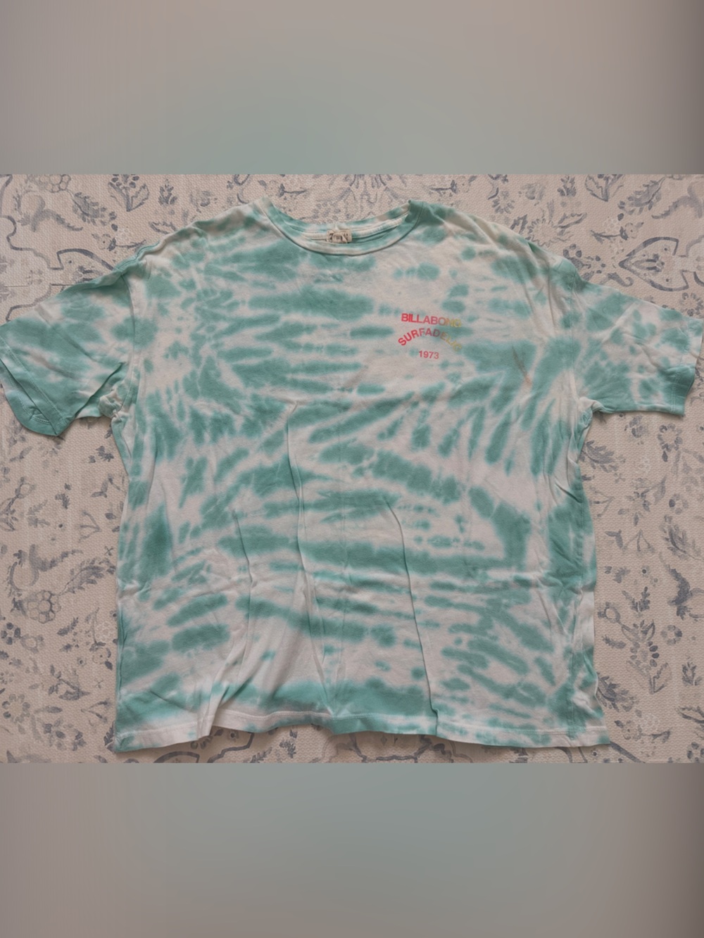 Billabong Kids Tie-Dye Tee in Aqua & White with Pink Logo